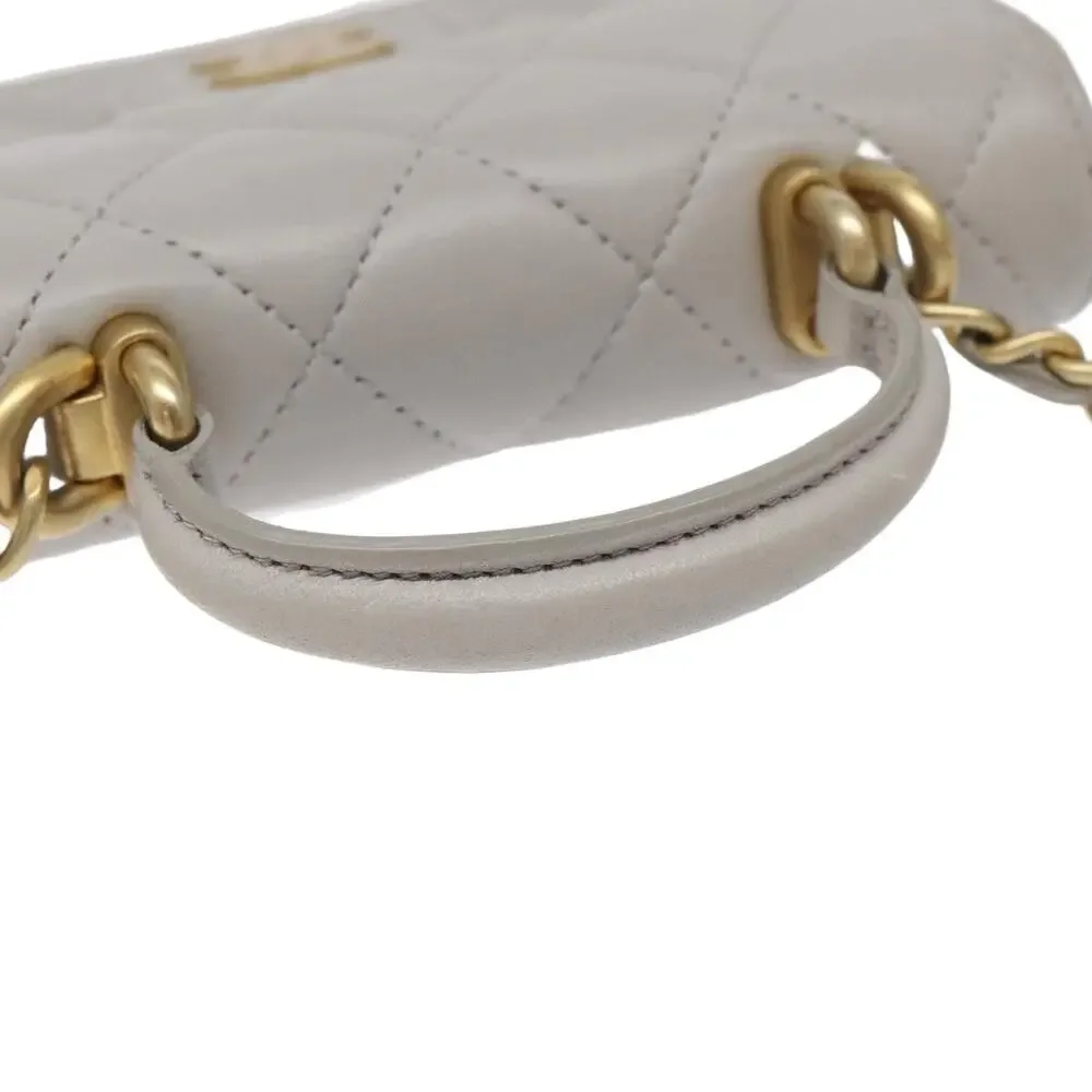 Chanel Matelasse Lambskin Chain Wallet Shoulder Bag Gray